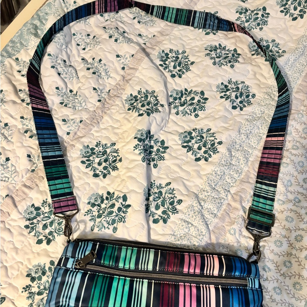Lug Blue and Pink Crossbody Bag with Quilted Design